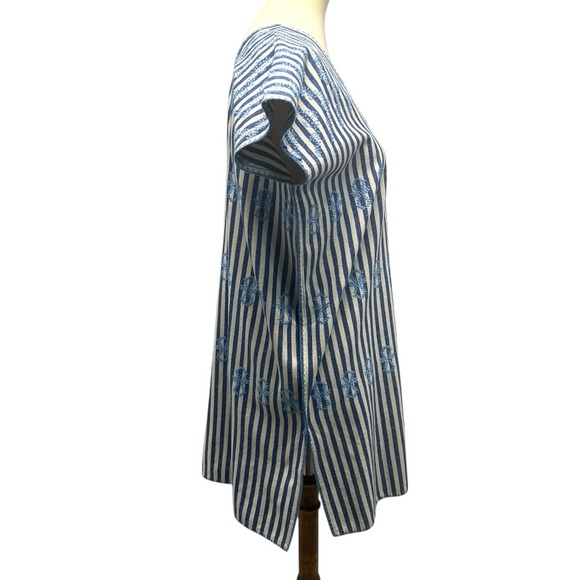 Tuckernuck Sullivan Cotton Striped Embroidered Caftan Vacation Swim Cover Up Sma - Picture 10 of 16